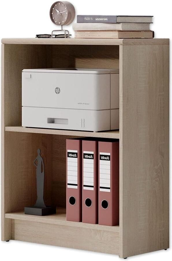 Sonoma Oak Look Modern Bookcase with 2 Open Compartments and Plenty of Storage Space Versatile Standing Shelf for Office Files 60 x 78 x 28 cm dimensions