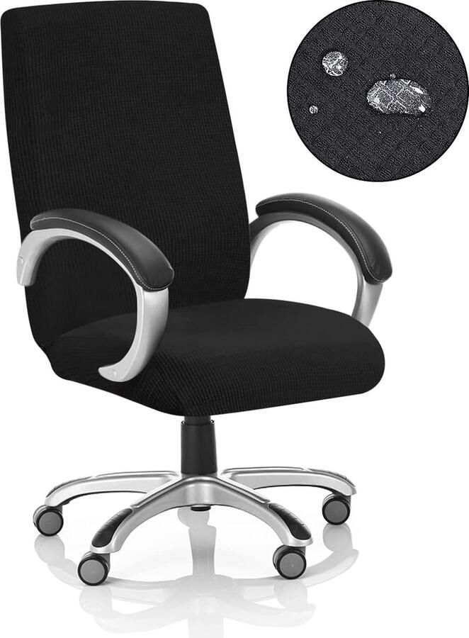 Sorliva Office Chair Cover Armchair Cover Elastic Chair Covers Office Chair Cover Chair Cover Protective Cover for Desk Chair Swivel Chair Computer Chair Covers (Black L)