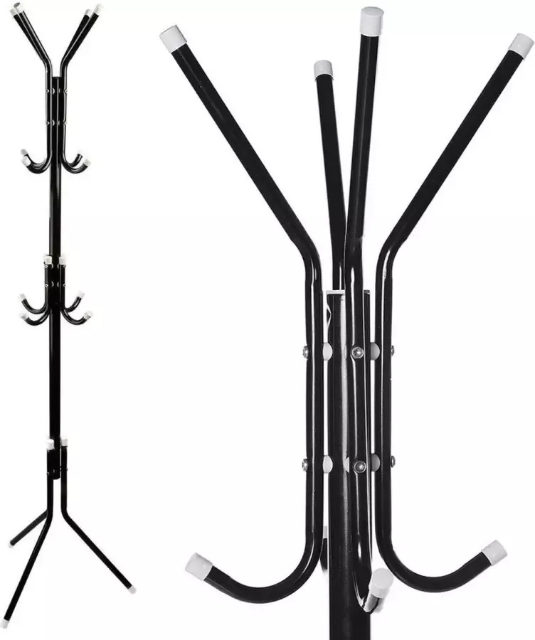 Soroh Kapstok Staand 12 Haken Lichtgewicht 174 CM Eenvoudig Montage Metaal Zwart - Foto 2