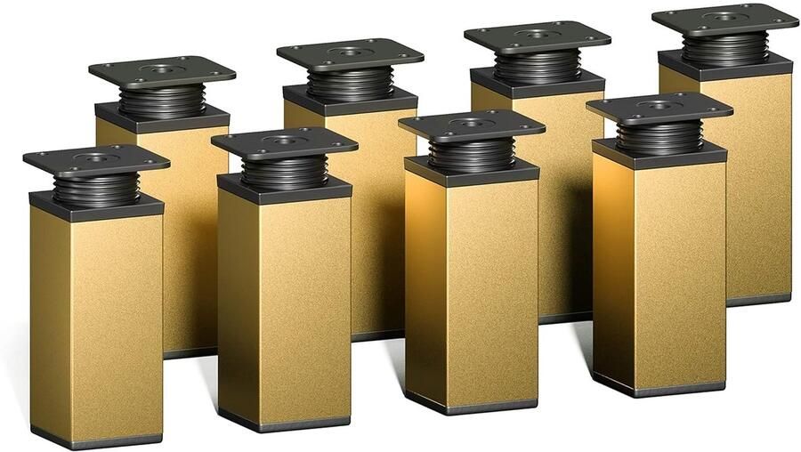 Sossai design meubelpoten goud set van 8 kunststof en aluminium