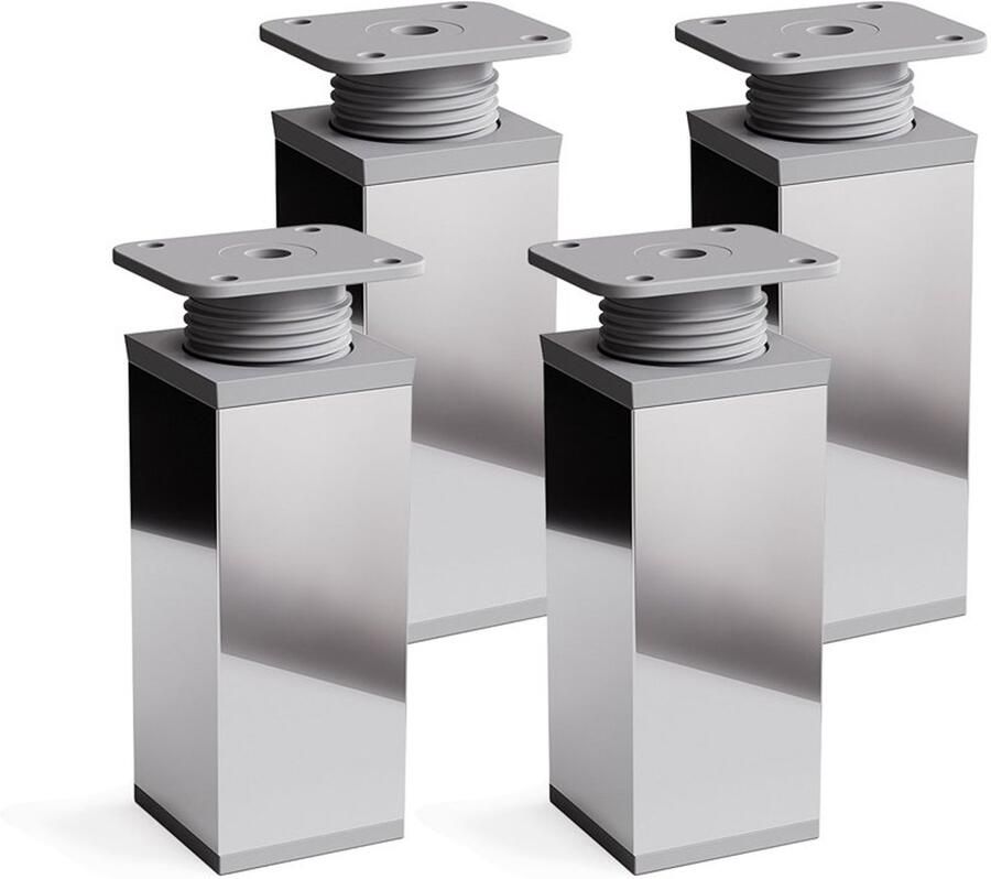 Sossai design meubelpoten set van 4 chroom kunststof en aluminium 60 mm