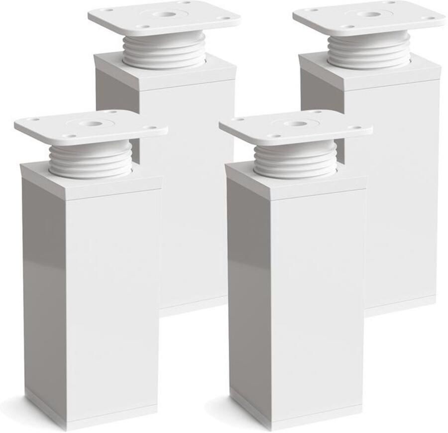 Sossai design meubelpoten set van 4 wit kunststof en aluminium 120 mm