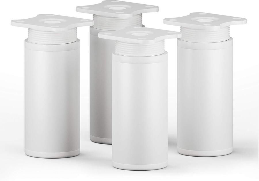 Sossai design meubelpoten set van 4 wit kunststof en aluminium