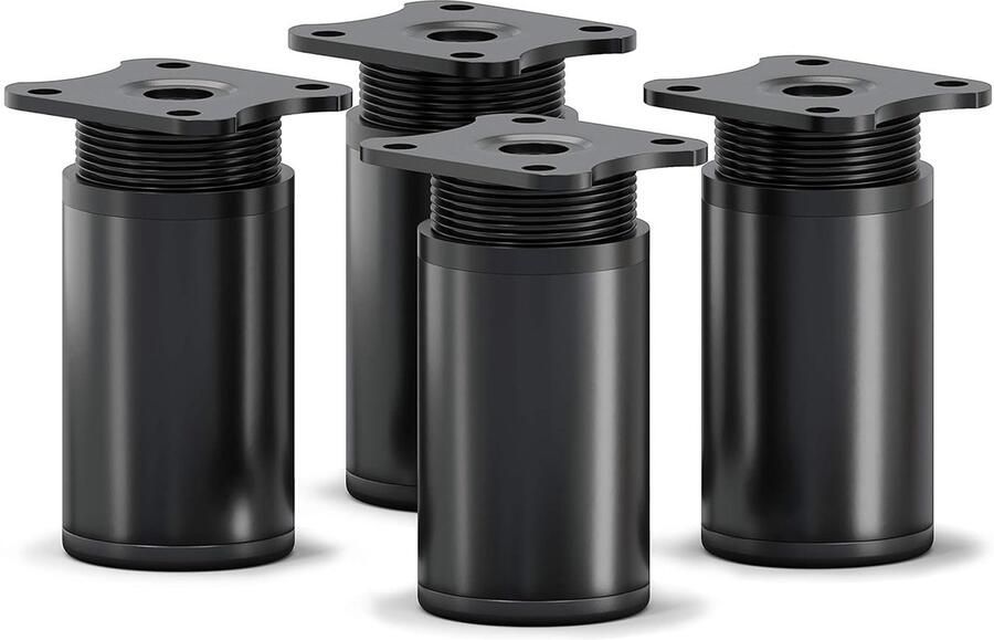 Sossai meubelpoten set van 4 zwart mat kunststof en aluminium