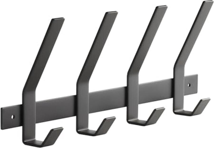 SOTECH Blackline ALBA (groot) hakenrek 345 mm met 4 haken zwart gepoedercoat garderobe kapstokhaak