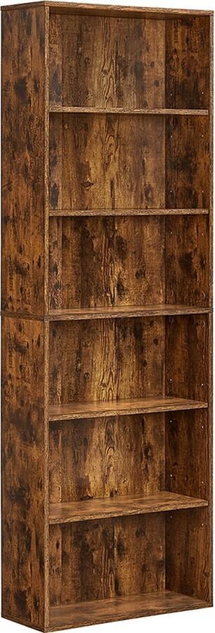 Woon Wereld Boekenkast – Met 6 niveaus 24 x 60 x 178 –5 cm vintage bruin