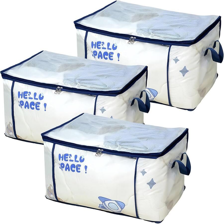 Space-Saving Opbergdozen voor Kasten Onder Bed Transparant Waterdicht 57.5 x 37 x 32 cm 68 L Set van 3