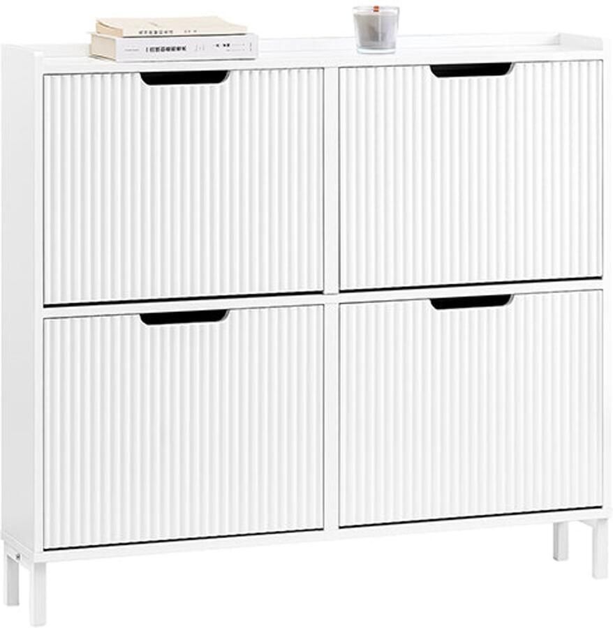 Space -Saving Shoe Cabinet Schoenorganisator Opslageenheid MDF & metaal Compact en stevig 100x91x19cm