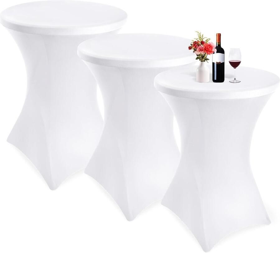 Spandex Cocktail Stretch Tafelkledenset 3 stuks Wit 85% polyester 15% spandex