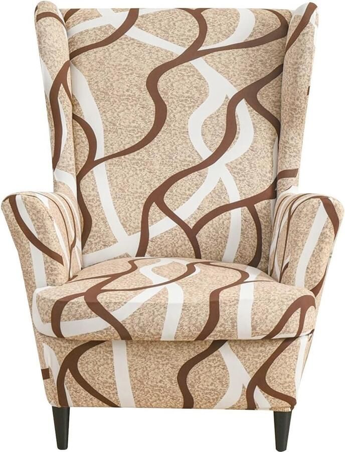 Spandex Wingback-stoelhoes 2-delig Elastische Kussenovertrekken voor Fauteuil met Bescherming tegen Vlekken en Slijtage