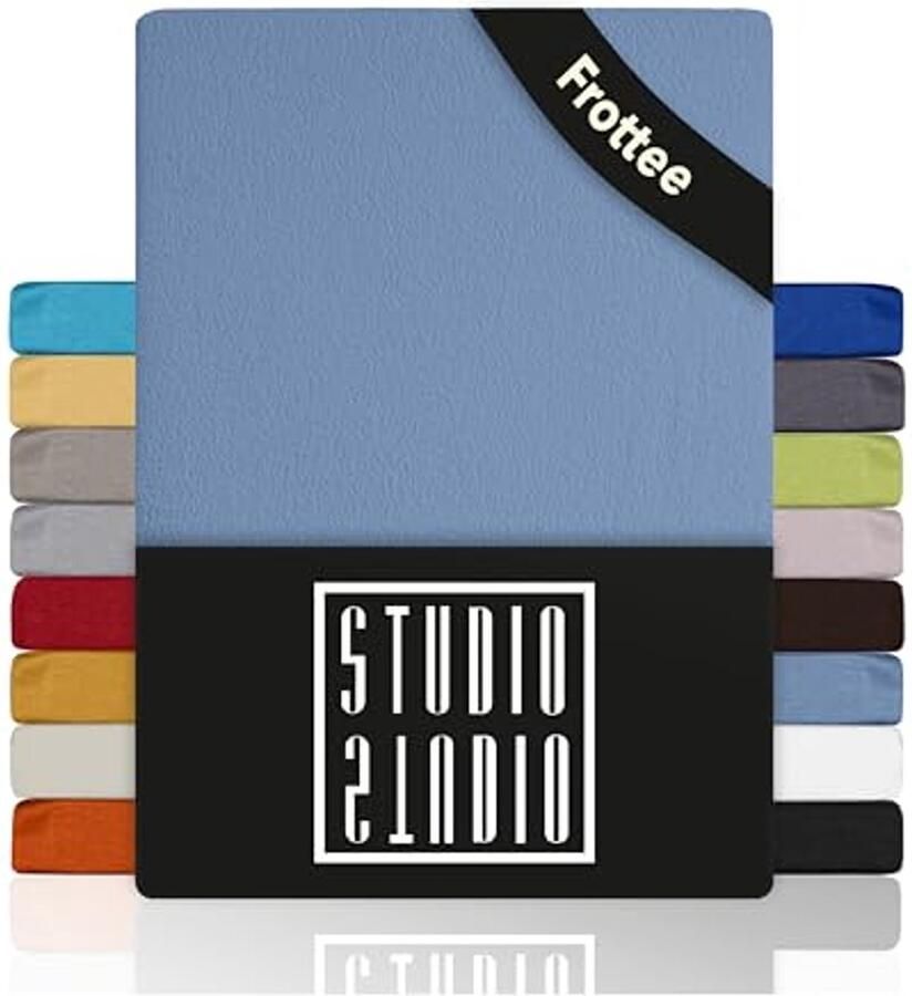 Spannbettlaken Frottee 160x200 cm Katoen Zacht en Ademend OEKO-TEX 100 Geschikt voor Matras tot 25 cm Hoogte Middenblauw