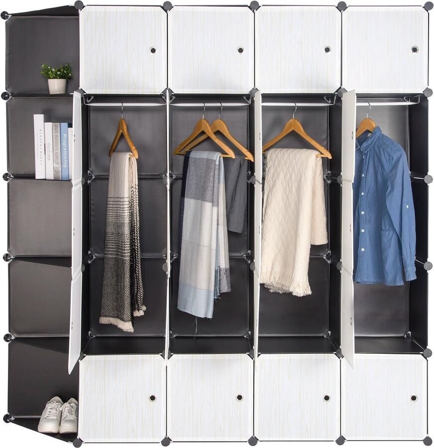 SPARK JOY Kledingkast Slaapkamer 185x185x35cm Voor Kleding Schoenen Boeken Opslag Met Deuren Wit