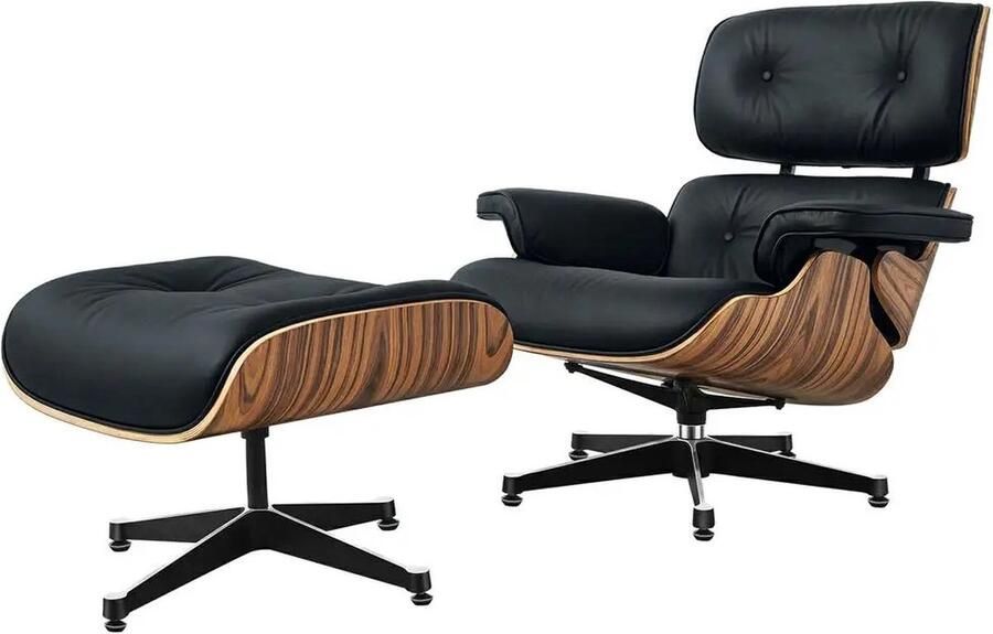 SPARK JOY Lounge Chair Met Hocker Lounge Fauteuil Armchair Stoel Echt Leer Set