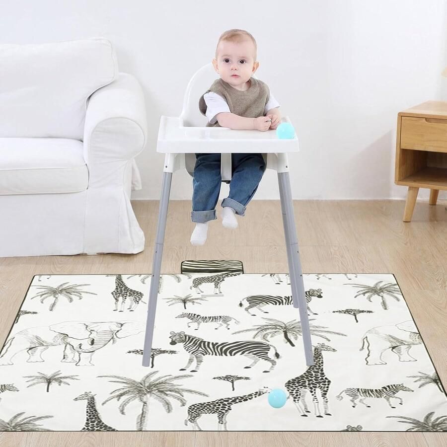 Spatmat onder kinderstoel waterdicht en antislip 1 stuk Afrikaans grasland