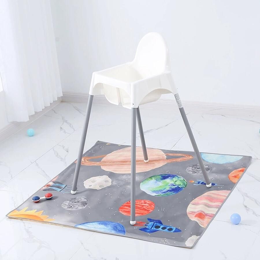 Spatmat voor onder de kinderstoel kunst knutselen waterdichte en antislip spatmat vloerbeschermer wasbare kinderstoel vloermat 51 inch herbruikbare rommelmat en babyvoedingstafelkleed Vierkant weerbord 130*130cm - Foto 7