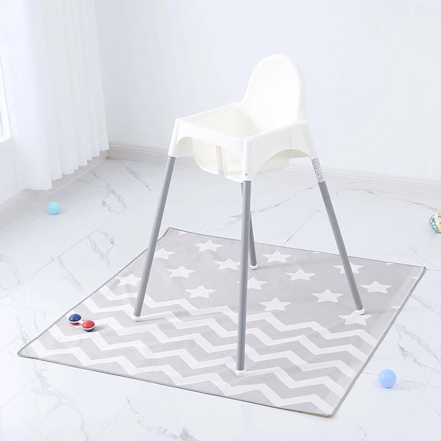 Spatmat voor onder de kinderstoel kunst knutselen waterdichte en antislip spatmat vloerbeschermer wasbare kinderstoel vloermat 51 inch herbruikbare rommelmat en babyvoedingstafelkleed Vierkant weerbord 130*130cm