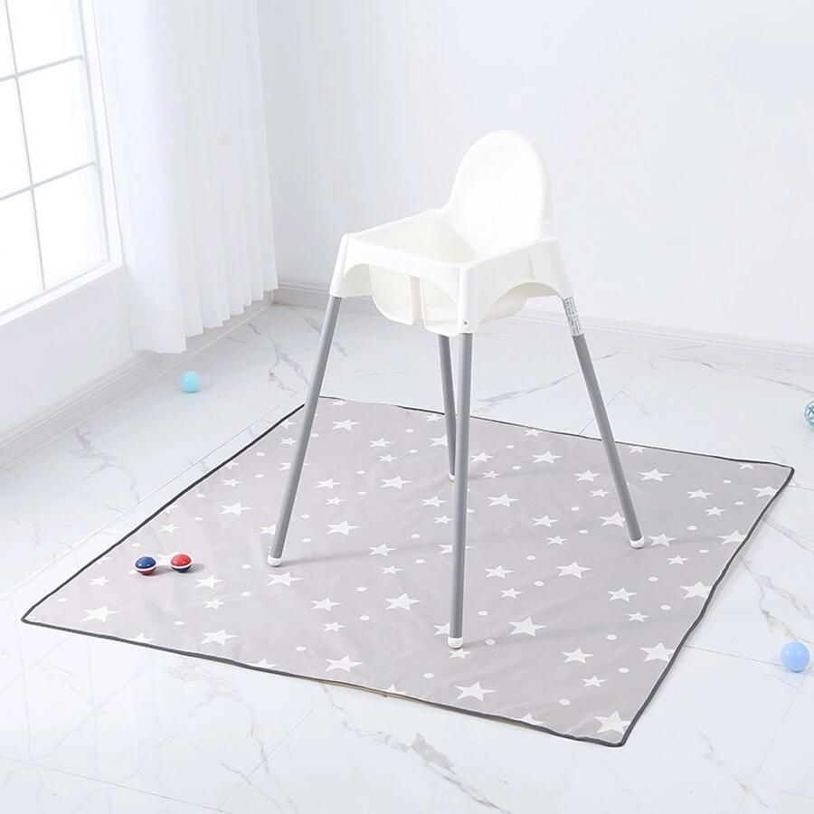 Spatmat voor onder de kinderstoel kunst knutselen waterdichte en antislip spatmat vloerbeschermer wasbare kinderstoel vloermat 51 inch herbruikbare rommelmat en babyvoedingstafelkleed Vierkant weerbord 130*130cm - Foto 8