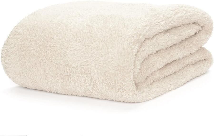 Luxe Fleecedeken Speciale Editie Deken Warm Fleece gooien TV-Deken voor bank Knuffeldeken 127 x 178cm crème