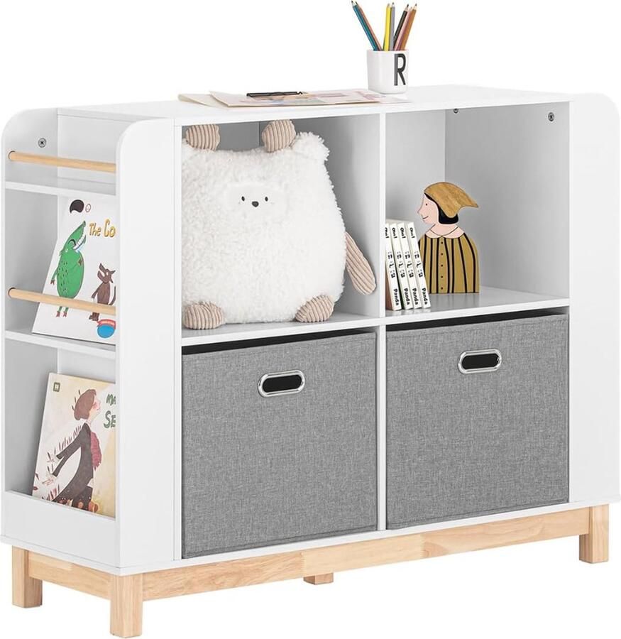 Speelgoedkast Opbergkast Kinderen Boekenkast Kind Opberger 100x35x80 Cm Wit