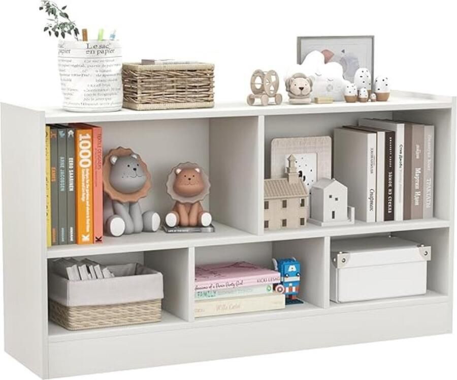 Speelgoedkast Opbergkast Kinderen Boekenkast Kind Opberger 111x30x61 Cm Wit