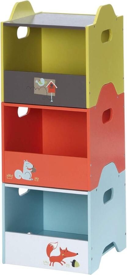 Speelgoedkast Opbergkast Kinderen Boekenkast Kind Opberger Stapelbaar 30 5x81x30 Cm 3 Delig