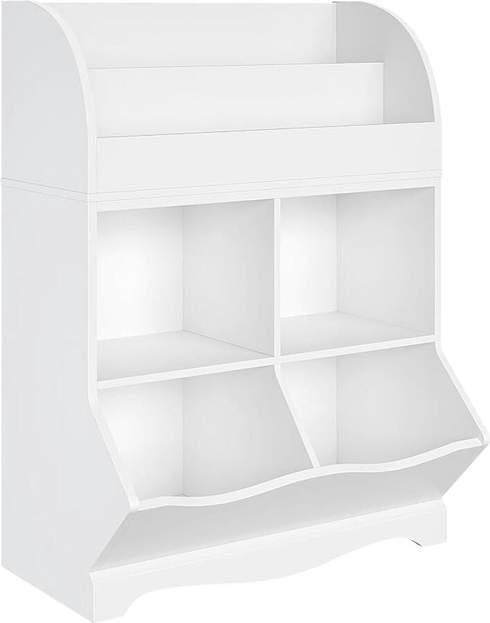 Speelgoedrek – Kinderrek en speelgoedorganizer met 4 opbergvakken en 2 open vakken. Perfect voor de slaapkamer of kleuterschool. wit