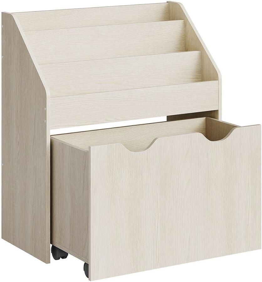 Speelgoedrek met 3 niveaus op wieltjes haverbeige