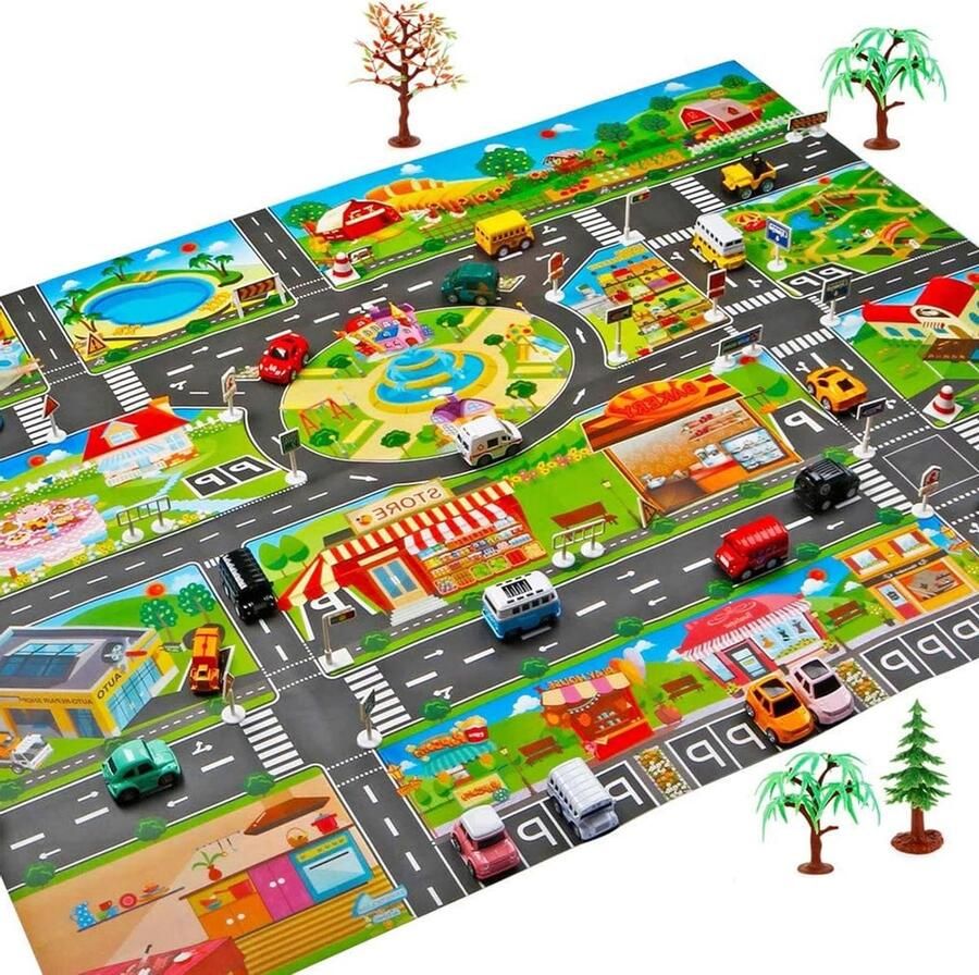 Speelmat City Life Autotapijt voor kinderen Straat tapijt 100 x 130 cm Kinderen slaapkamer en speelkamer