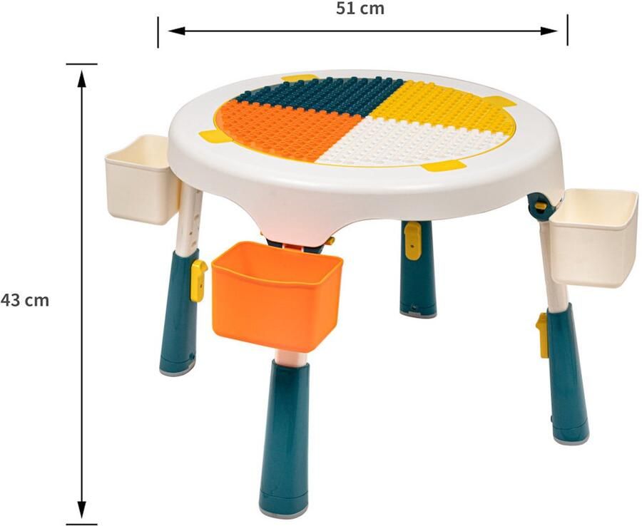 Decopatent Speeltafel met bouwplaat (geschikt voor Duplo blokken) en vlakke kant. Fijne kindertafel met 2 stoelen Bouwtafel - Foto 3