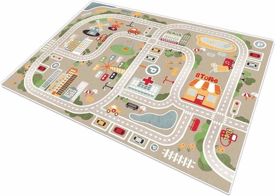 Speeltapijt Dierenuniversum voor Kinderen Blauw Groen Grijs (80x120cm)