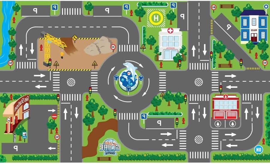 Speeltapijt met straten kindertapijt 1 stuk 120 x 72 cm