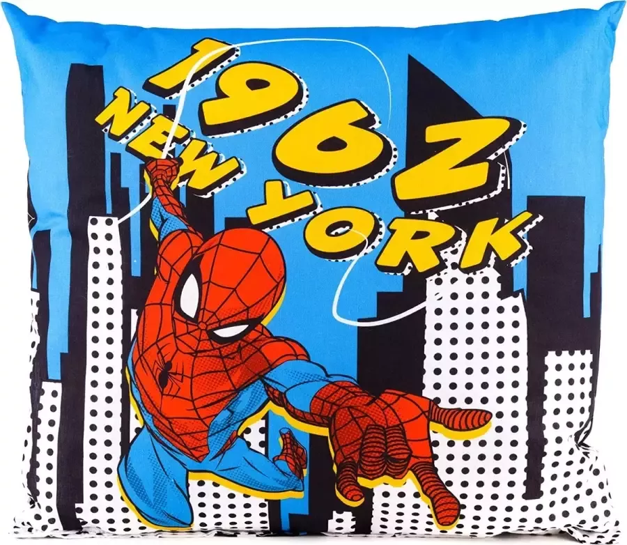 Spiderman Decoratief kussen met vulling en ritssluiting 40 x 40 cm kussen met vulling leuk decoratief kussen voor bank woonkamer en slaapkamer zacht knuffelkussen