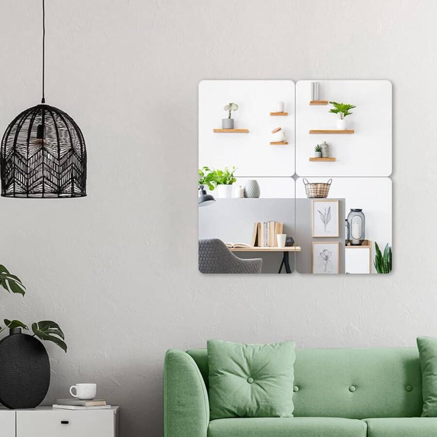 Spiegel zelfklevende spiegel voor kast sticker spiegel om op te plakken op kast voor badkamer slaap- en woonkamer vierkante decoratieve spiegelfolie wandspiegel