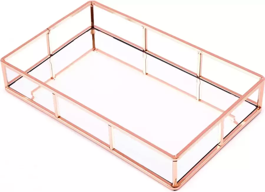 Spiegelblad Roségoud Vintage Spiegelblad Metalen blad Gespiegelde plaat Gespiegeld decoratief blad Spiegelblad Rechthoekig decoratief blad Kaptafel Opbergblad Rose goud