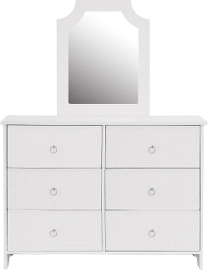 Zonder merk Gotagee Spiegelkast Dressoir 6 ladenkast Spiegel uitneembaar Opbergruimte Woonkamerkast Slaapkamerkast Geruisloze glijders Wit