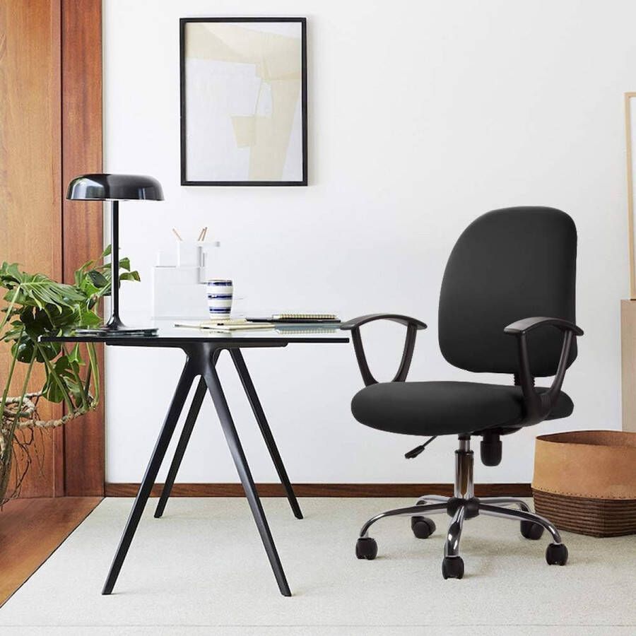 Split Bureaustoelhoes Universele bureaustoelhoes Computer Stoelhoes Elastische Stoelhoezen Afneembare Wasbare Stoelhoezen voor Bureaustoelen computer Stoel Draaistoel(Geen Stoelen-1 Stks Zwart)