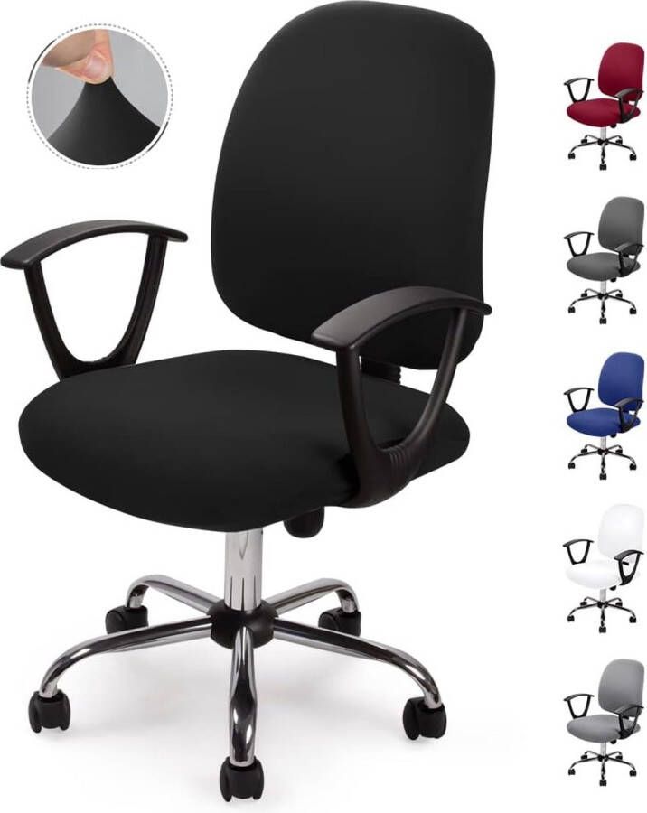 Split Bureaustoelhoes Universele bureaustoelhoes Computer Stoelhoes Elastische Stoelhoezen Afneembare Wasbare Stoelhoezen voor Bureaustoelen computer Stoel Draaistoel(Geen Stoelen-1 Stks Zwart)