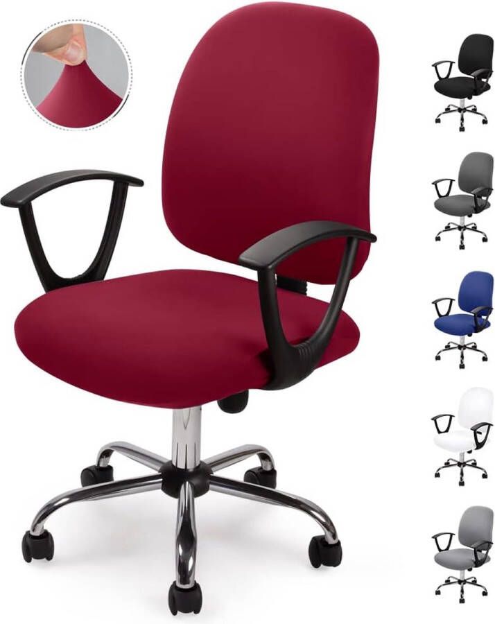 Henry set van 4 stretch stoelhoezen ronde en hoekige rugleuningen voordeelverpakking bi-elastische pasvorm met Öko-Tex sign standard 100: tested vertrouwen (bordeaux)