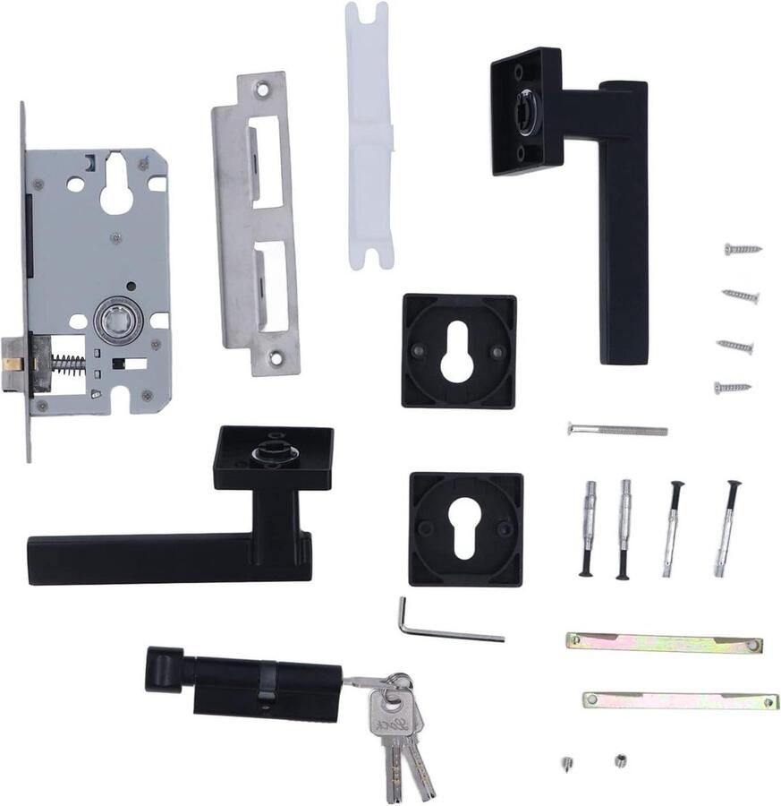 Split Door Lock Handleset Silent Matte Black Indoor Bedroom Door Lever Entry Lock Handleset Home Front Entry Door Handleset Bedroom Door Lever Handle