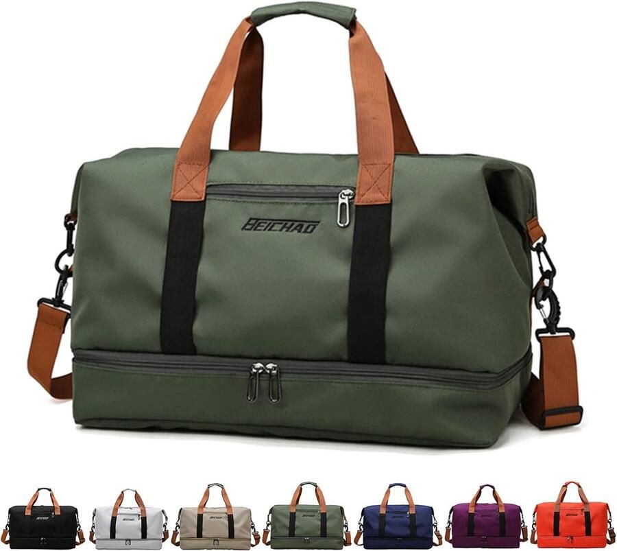 Sporttas en reistas voor dames en heren met schoenenvak en nat vak grote capaciteit lichte trainingstas waterdichte zwemtas voor reizen sport fitness D groen. 460*280*250mm