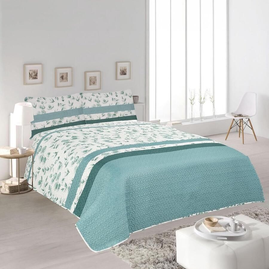 Sprei 100% microvezel 230x260cm Extra zacht met 2 kussenslopen bedsprei voor eenpersoonsbed 120 130 lente- en zomerdeken dekbed bedovertrek groen blad