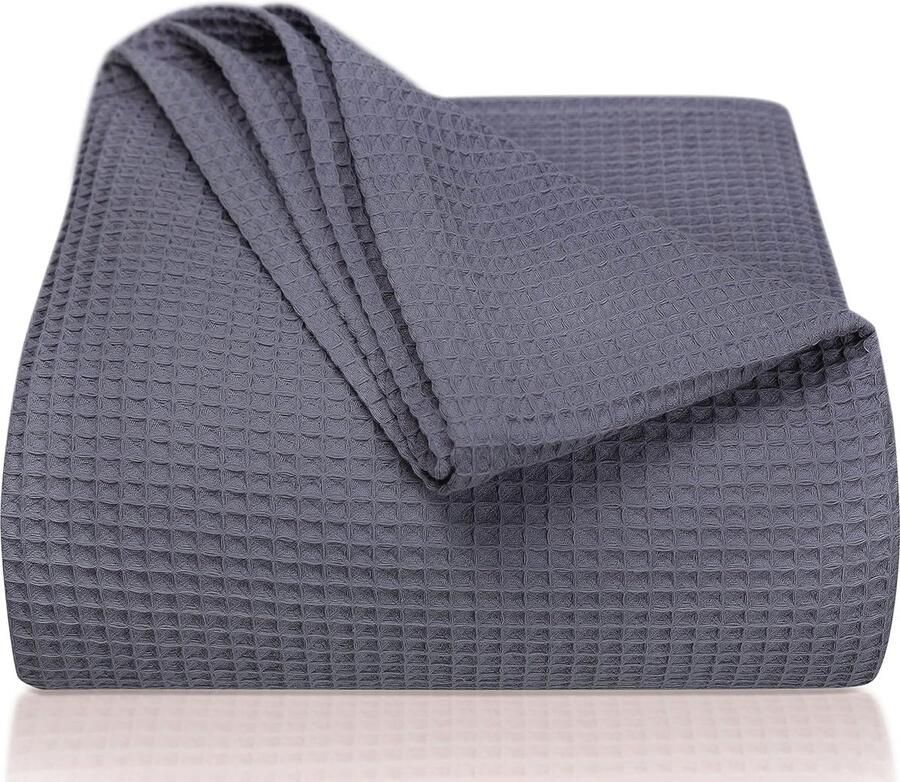 Sprei 180 x 220 cm Lichte Katoenen Wafelpiqué Deken voor Bed en Bank