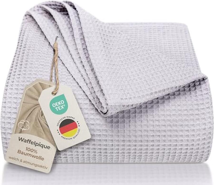 Sprei 180 x 220 cm Lichte Wafelpiqué Katoenen Deken voor Bed en Bank Ideaal voor de Zomer