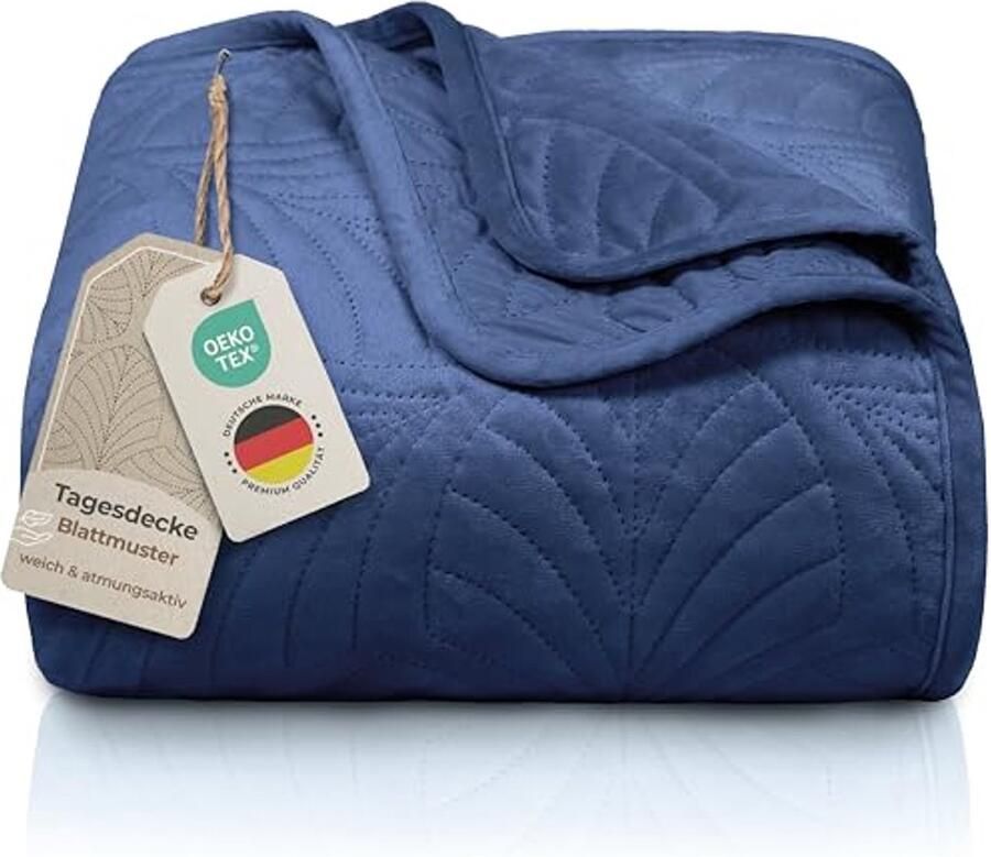 Sprei 220x240 cm met naadloze stiksels en bladmotief Fluwelen deken zacht en kreukvrij Onderhoudsvriendelijk voor bed en bank