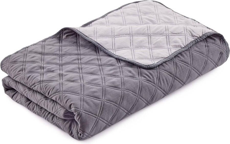 Sprei bed & sofa-overtrek bedsprei bank dagdeken beddenhoes XXL deken overtrek (240 cm x 220 cm grijs donkergrijs)