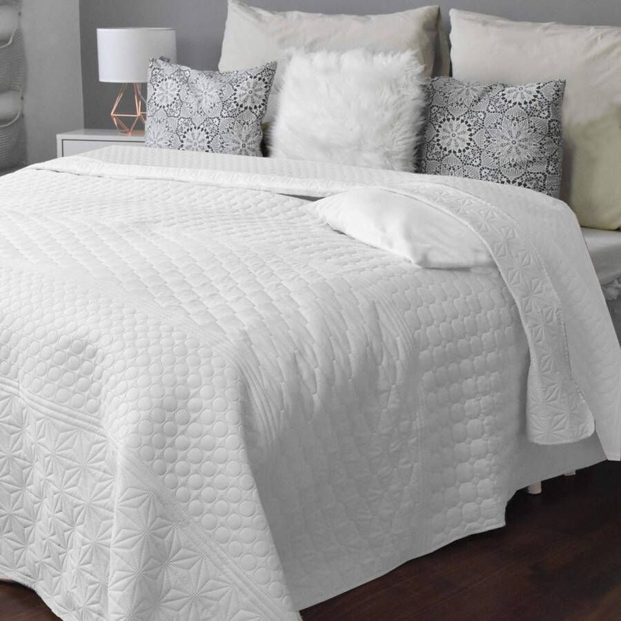 Sprei bed & sofaplaid dagdeken bedsprei XXL-deken 220 cm x 240 cm wit patroon)