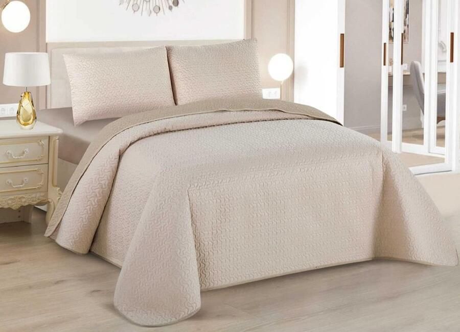 Sprei bed voor lente en zomer omkeerbaar + 1 kussensloop 50 x 70 cm – bedsprei gewatteerd dekbed lichtgewicht spreien dun (180 x 260 cm)