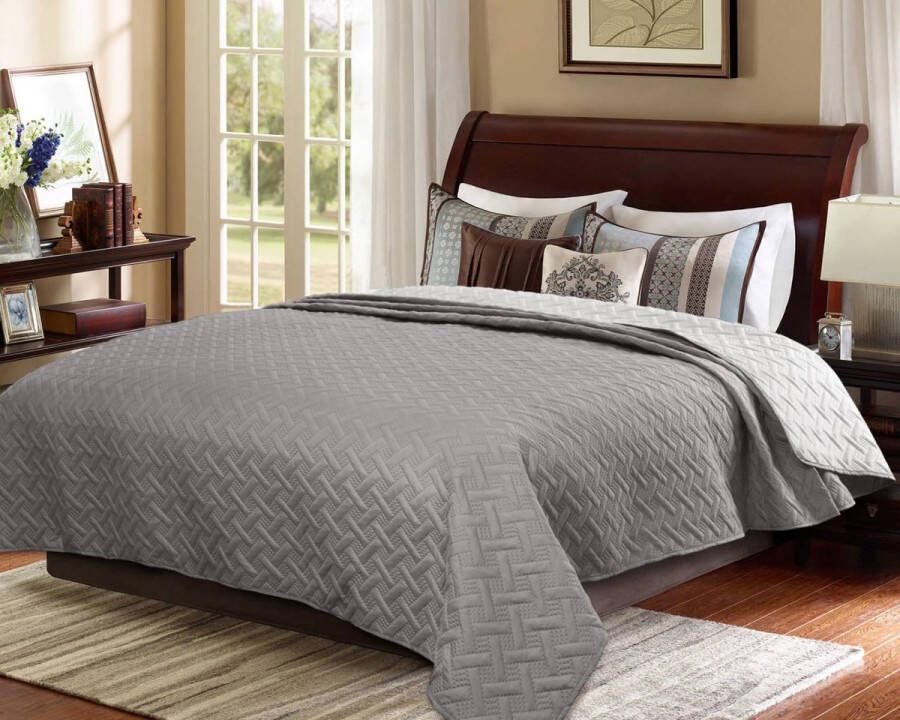 Sprei Beddensprei met geometrisch patroon voor slaapkamer of woonkamer zacht en huidvriendelijk microvezel dekbed met ultrasone stiksels dubbel gewatteerde deken voor bed
