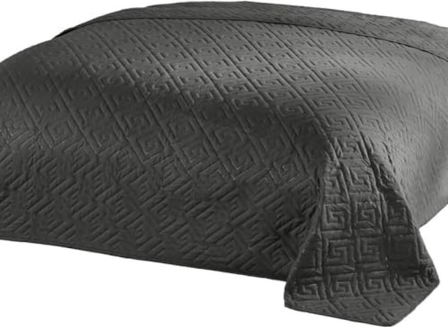 Sprei bedsprei premium grijs voor tweepersoonsbed effen voor slaapkamer 220 x 240 cm