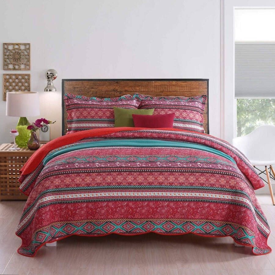 Sprei Boho 230x250 cm kleurrijke sprei voor bed gewatteerde winterdeken van katoen patchwork-stijl Vertaling: Boho sprei 230x250 cm kleurrijke sprei voor op bed gewatteerde winterdeken gemaakt van katoen in patchwork-stijl